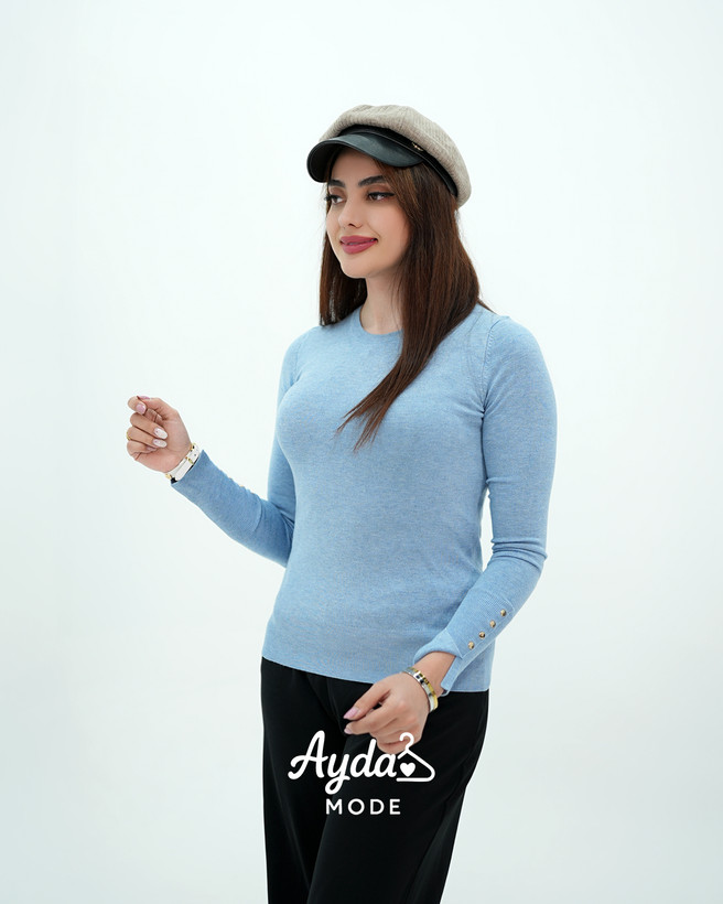 بلوز بافت زنانه ترک برند dilvin آستین ۴ دکمه