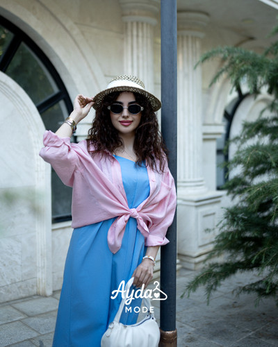 پیراهن زنانه ترک برند ktn ساحلی با بند تنظیم کننده