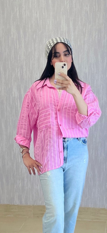 شومیز زنانه ترک برند bisou راه راه برجسته