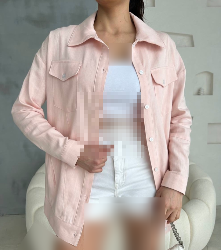 کت کتان زنانه ترک برند ello رنگ صورتی پشت طرحدار