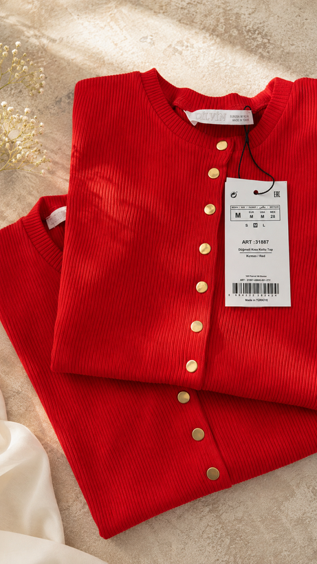 کراپ زنانه ترک برند دیلوین دکمه گلد